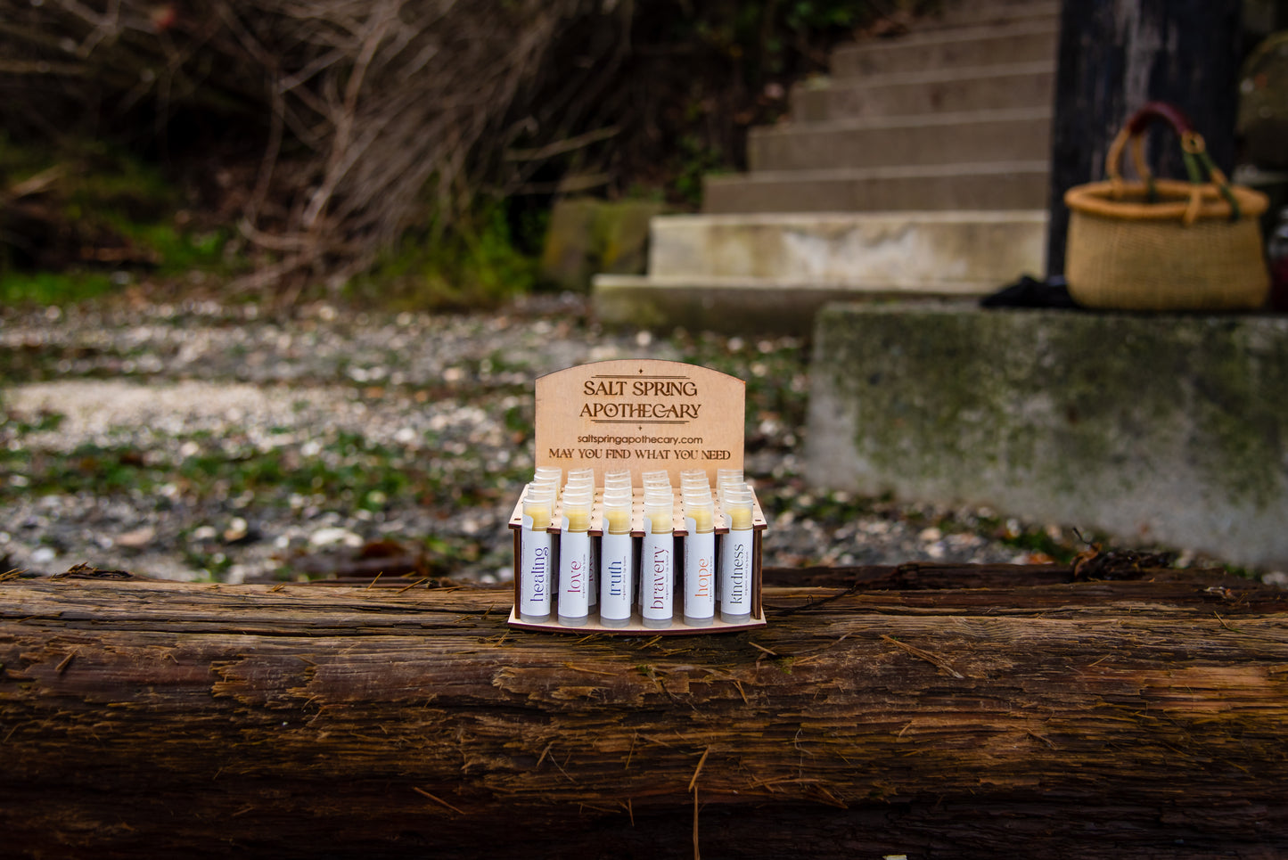 organic mint lip balm retail display