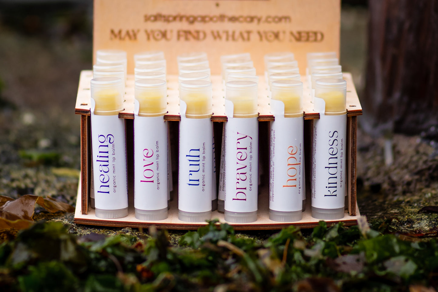 organic mint lip balm retail display